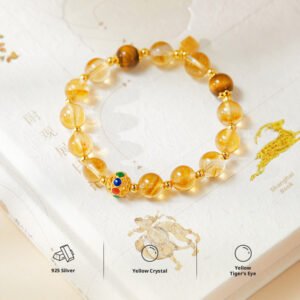 Sterling Silver Citrine Lucky Ball Bracelet | Good Fortune & Protection Charm