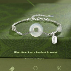 White Chalcedony Safety Disc Pendant | Oriental Symbol of Peace & Gentle Protection Blessings